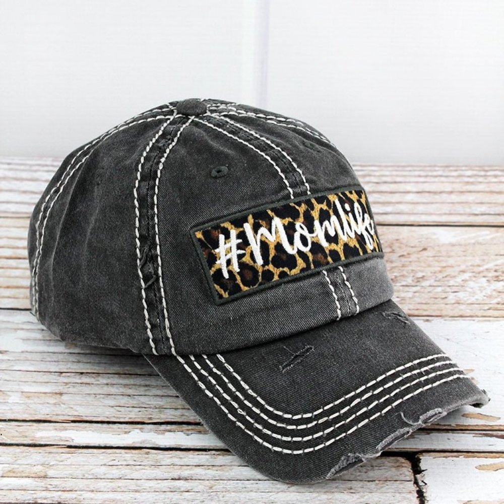 NWT Distressed Black Mom Life Cap - Picture 2 of 3